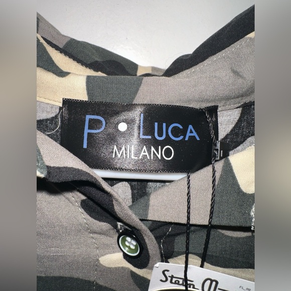 P. Luca Milano Women's SYB060 Green Camo 3/4 Sleeve Tunic Top Size Small - Picture 5 of 7